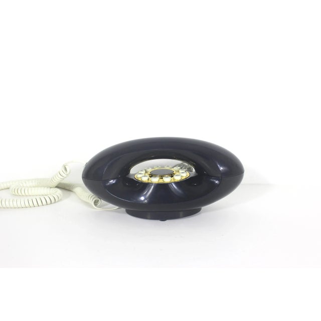 Vintage Navy Blue and Gold White Genie Phone Push Button Telephone Eighties For Sale - Image 4 of 9