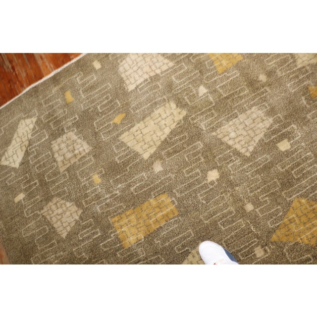 Gray Mid 20th Century Zabihi Collection Turkish Zeki Muren Deco Square Rug - 7' x 7'6" For Sale - Image 8 of 12