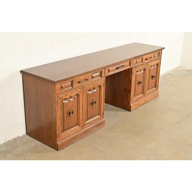 Romweber Romweber Viking Oak Executive Credenza, Circa 1960s For Sale - Image 4 of 12