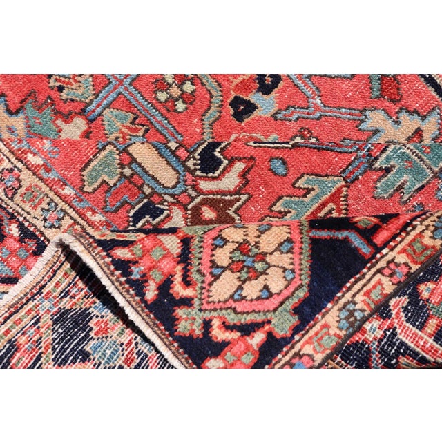 Early 20th Century Persian Antique Heriz Rug With All-Over Geometric Design in Jewel Tones For Sale - Image 12 of 13
