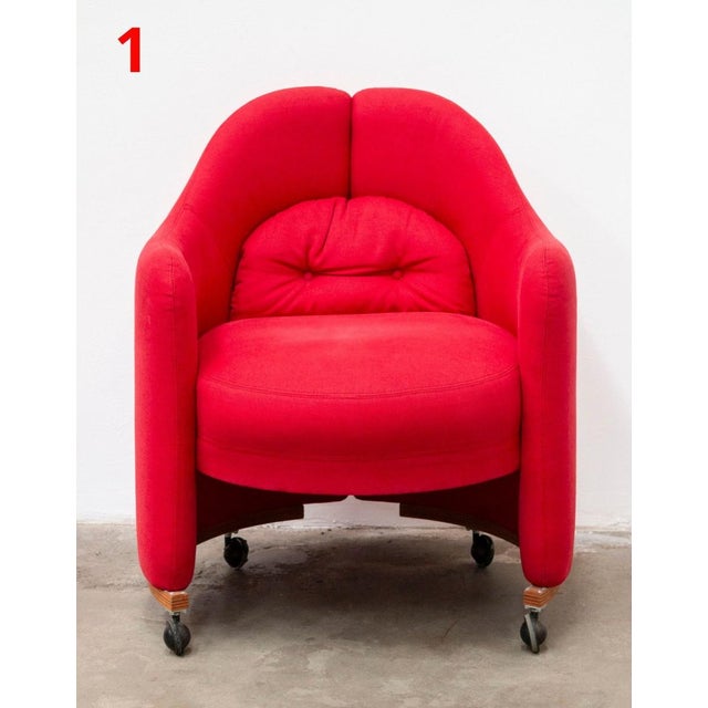 Red Chairs with Wheels, Set of 4 For Sale - Image 9 of 18