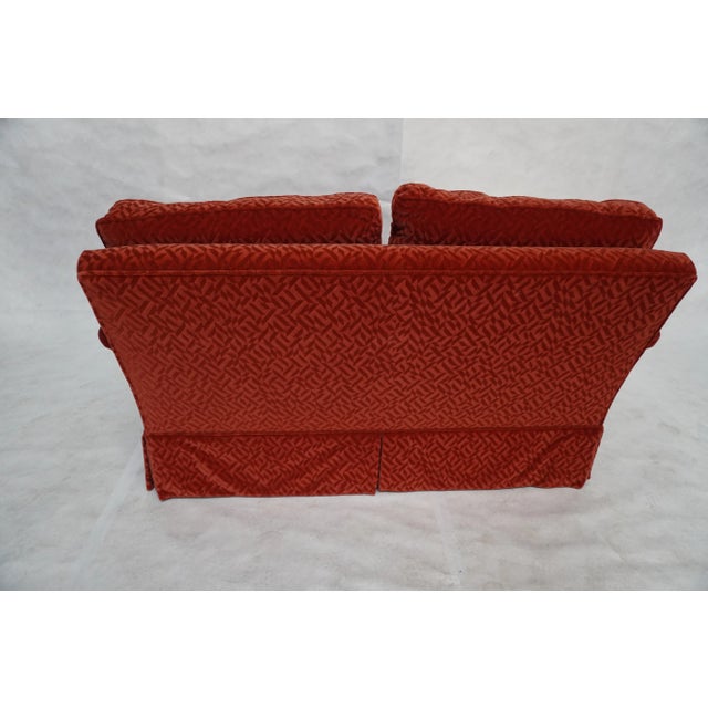 Custom Upholstered Loveseat in Eclat Knoll Mohair This custom sofa from Designer's Choice in a Knoll Eclat Mohair is a...