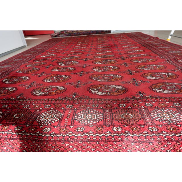 Mid-Century Modern 1960s, Handmade Vintage Turkmen Ersari Rug 4.2' X 4.6' For Sale - Image 3 of 16