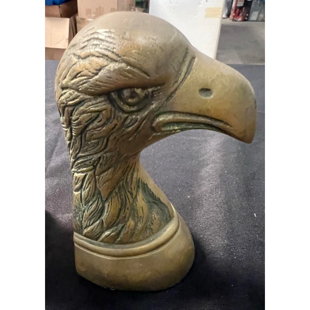 Metal Pair of Vintage Brass Bald Eagle Bookends For Sale - Image 7 of 7