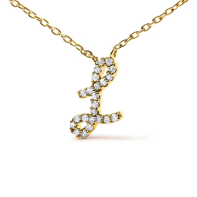 Embrace the elegance of personalization with this stunning 10K Yellow gold pendant, delicately crafted into a flowing...