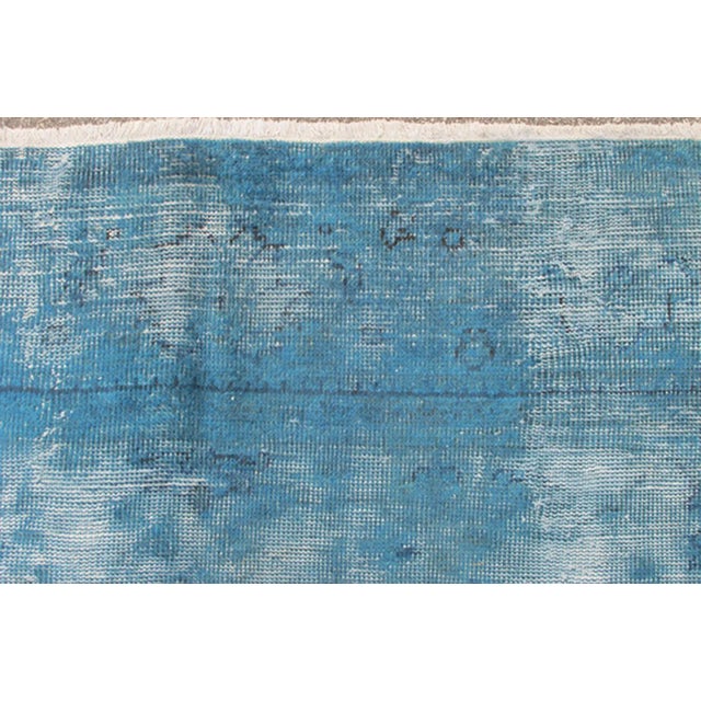 Early 20th Century Blue and Ivory Antique Oushak Rug Overdyed With Classical Design/Composition For Sale - Image 9 of 10