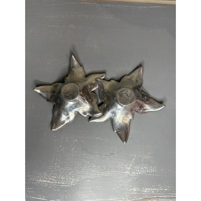 Silver Vintage Bruce Fox Cast Aluminum Double Ivy Leaf Bowl For Sale - Image 8 of 8