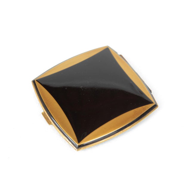 Metal Art Deco Black Powder Compact, 1930s For Sale - Image 7 of 7