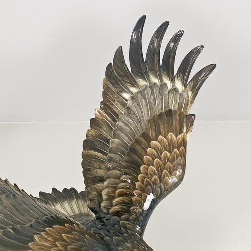 German Polychrome Porcelain Eagle Sculpture by Fritz Heidenreich, 1930s For Sale - Image 9 of 18