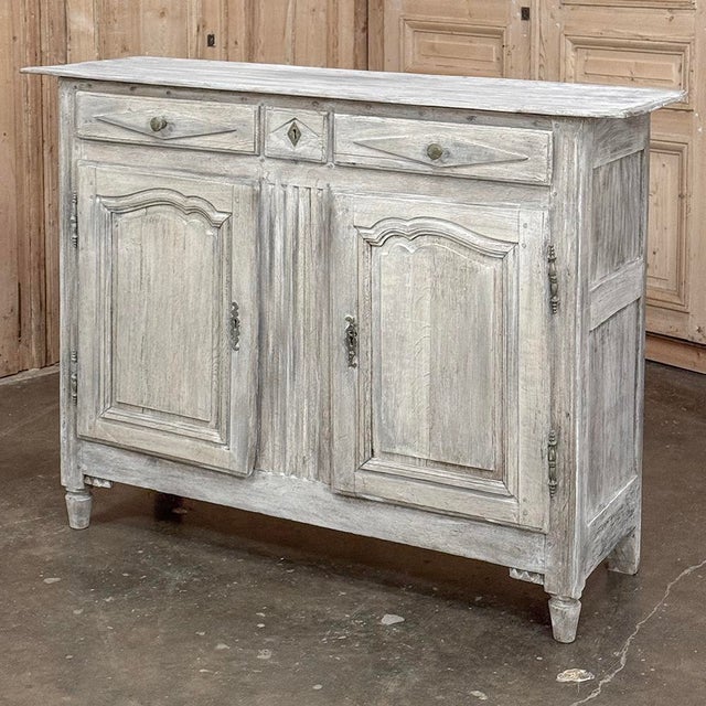 French Country 18th Century Directoire Period Country French Whitewashed Buffet For Sale - Image 3 of 12