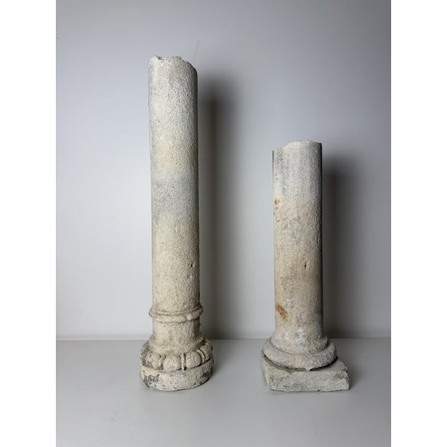 Fragments of Limestone Columns, 19th Century, Set of 2 For Sale - Image 3 of 18