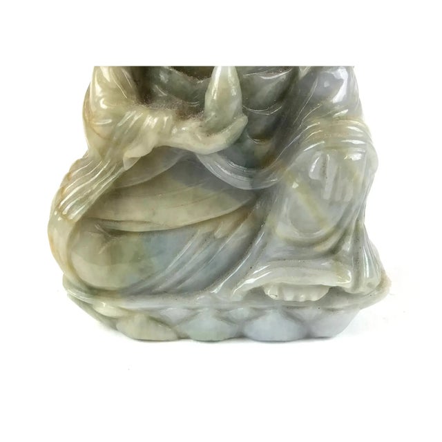 Solid Jade Hand Carved Sitting Goddess For Sale - Image 10 of 12