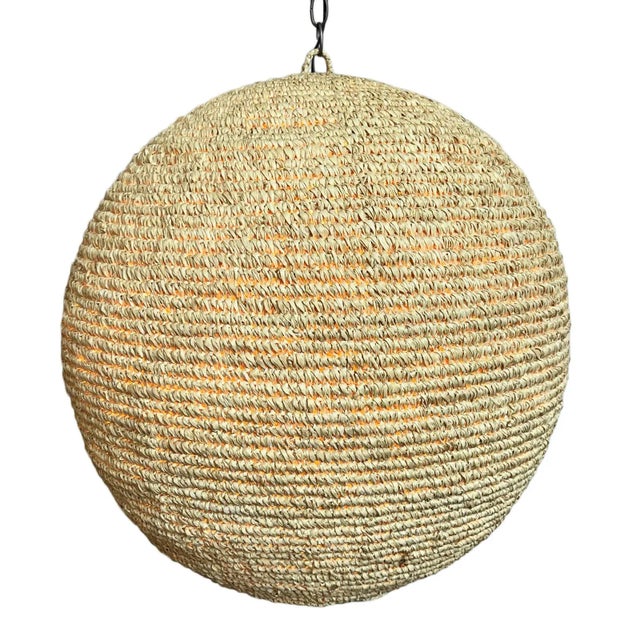 Contemporary Blond Grass Globe Pendant Light Large For Sale - Image 3 of 10
