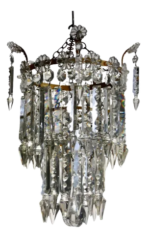 Waterfall 2 Tier Crystal Chandelier, 1920s