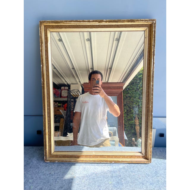 Antique Gilt Wood Mirror With Black Edge Detail For Sale - Image 4 of 5