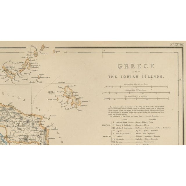 Antique Hand-Colored Map of Greece and Ionian Islands, 1860 For Sale - Image 3 of 11