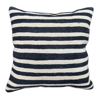Turkish Hemp Pillow Cushion Natural Beige Black Pillow Cushion Cover 24"x24" For Sale