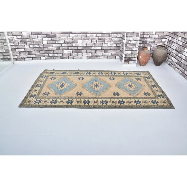 Handmade wool carpet in Turkish Anatolia , Vintage Oushak Rug,Turkish Vintage Anatolian Rug, Handmade wool Rug . One Of...
