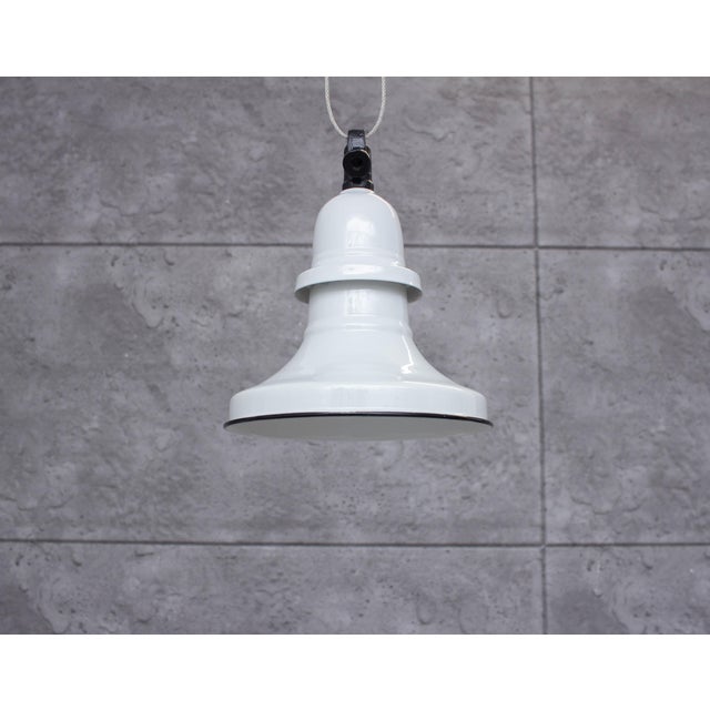 Industrial Enamel Ceiling Lamp in White, 2000s For Sale - Image 9 of 9