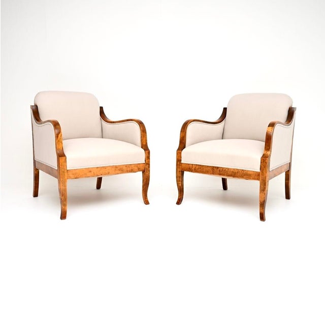 Antique Swedish Satin Birch Armchairs, 1900, Set of 2 For Sale - Image 11 of 11