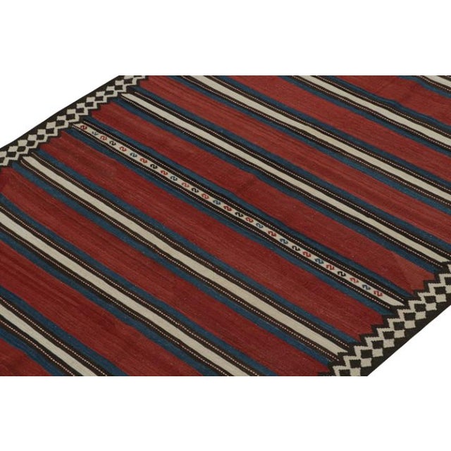 Tribal 1950s Vintage Shahsavan Persian Kilim in Red, Blue, White & Black by Rug & Kilim For Sale - Image 3 of 7