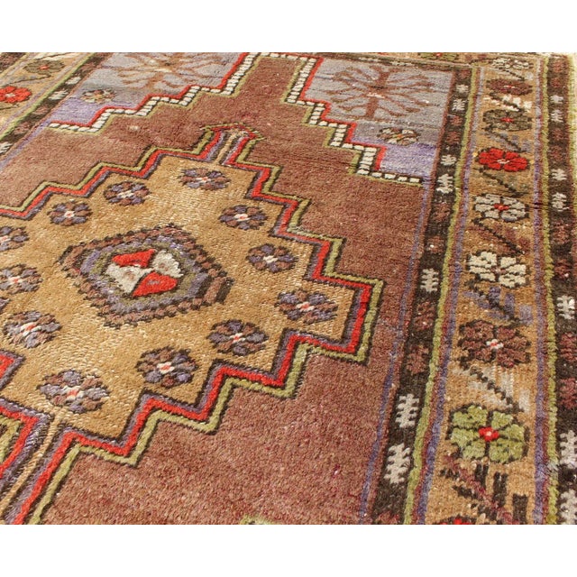 Vintage Oushak With Geometric Motifs Filled With Array For Sale In Atlanta - Image 6 of 12