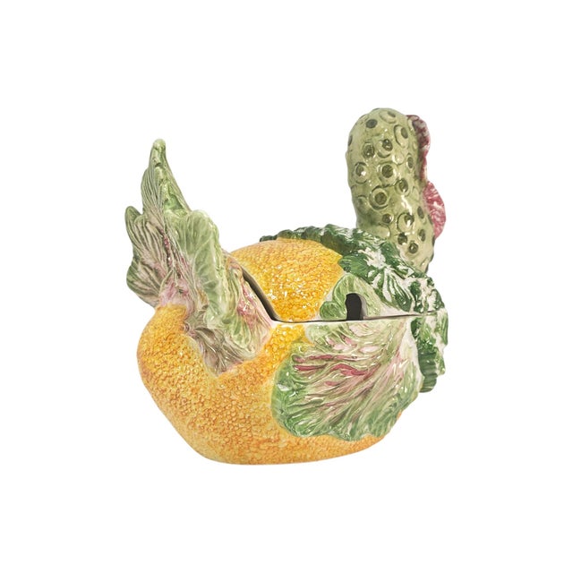 Majolica Late 20th Century Italian Majolica Turkey Tureen Arcimboldo Style For Sale - Image 4 of 15