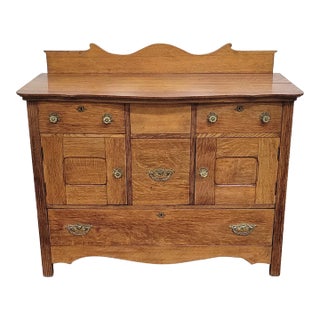Antique Stickley Style Quartersawn Tiger Oak Mission Arts and Crafts Sideboard For Sale