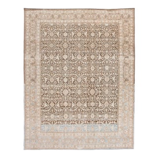 Antique Malayer Handmade Brown and Beige Floral Wool Rug For Sale