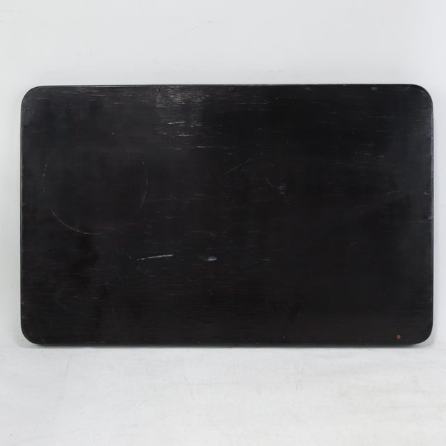 Late 20th Century Vintage Chinese Black Lacquer Rectangular Serving Tray - Red and Gold Plum Blossom Motif For Sale - Image 5 of 16