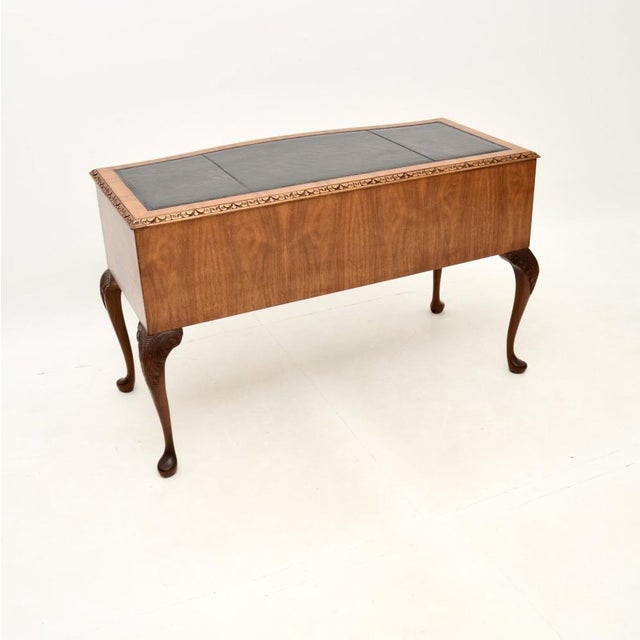1930s Burr Walnut Desk with Leather Top, 1930s For Sale - Image 5 of 13