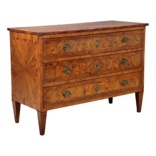 Neo-Classical Walnut and Burlwood Chest of Drawers For Sale