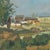 An early 20th-century landscape in oil on paper, painted en plein air from a wooded hillside looking out over open fields...