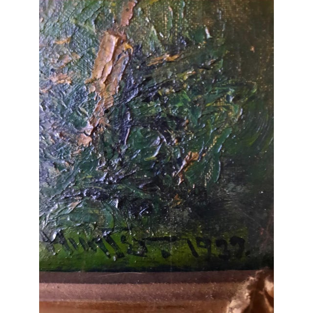Rococo Frederick Leo Hunter 1939 Birch Woodland Oil Painting, Signed, Ornate Gilt Rococo Frame For Sale - Image 3 of 8