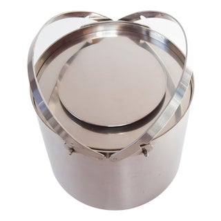 Stainless Steel Cylinda Cube Bucket by Arne Jacobsen for Stelton, 1960s For Sale