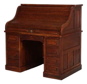 Antique Standard Raised Panel Oak S-Roll Top Desk With Full Interior C1910