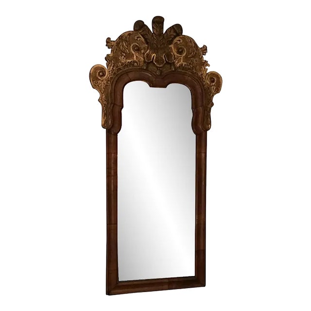 18th Century English George II Walnut & Gilt Pier Mirror For Sale