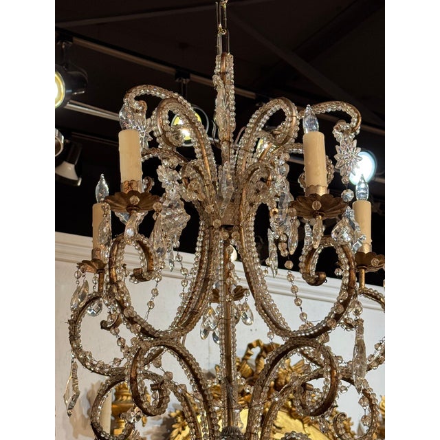 Early 20th Century Early 20th Century Italian Beaded Crystal Chandelier For Sale - Image 5 of 6
