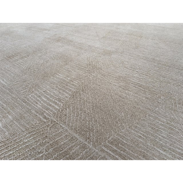 Rh Varusha Wool & Silk Rug – 12' × 15' Wheat | 100 Tibetan Knots Per Square Inch | Made in Nepal For Sale - Image 16 of 18