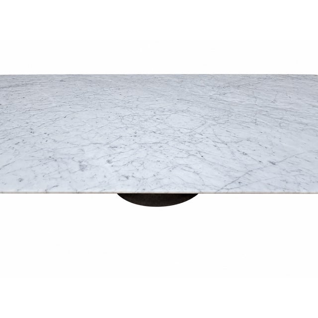 2020s Rh Aero Stone Rectangular Dining Table – 120" | Italian Carrara Marble Top | Cast Iron Pedestal Base For Sale - Image 5 of 18