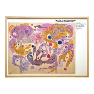 Wasily Kandinsky Vintage 1987 Fine Art Lithograph Print Modernist Framed Museum Poster " Formes Capricieuses " 1937 For Sale
