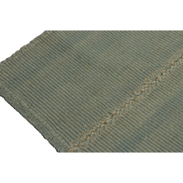 Rug & Kilim Rug & Kilim’s Contemporary Kilim in Seafoam Blue With Green and White Accents For Sale - Image 4 of 7