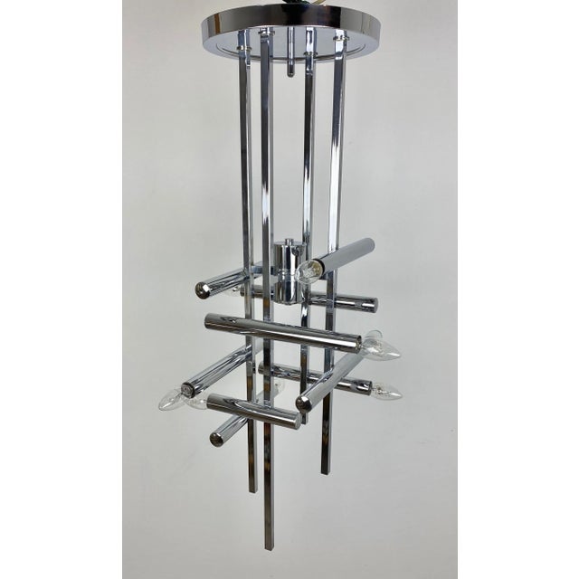 Gaetano Sciolari Chrome Chandelier Sculpture by Gaetano Sciolari, Italy, 1970 For Sale - Image 4 of 10