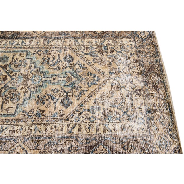 1960s Vintage Persian Distressed Handmade Tribal Beige Wool Rug For Sale In New York - Image 6 of 7