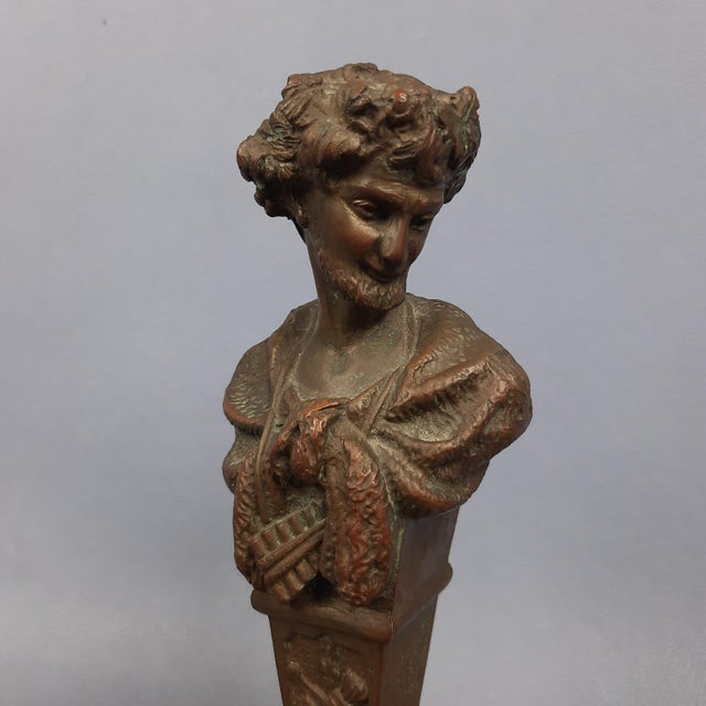 Vintage Bronze Sculpture Bust of a Man with Marble Base, 20th Century For Sale - Image 6 of 13
