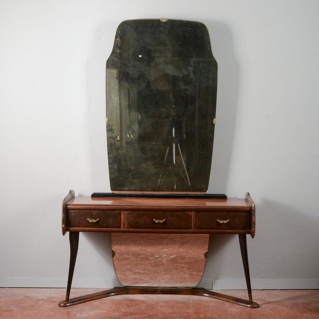 Italian Dressing Table with Wooden Mirror, 1960s For Sale - Image 4 of 18