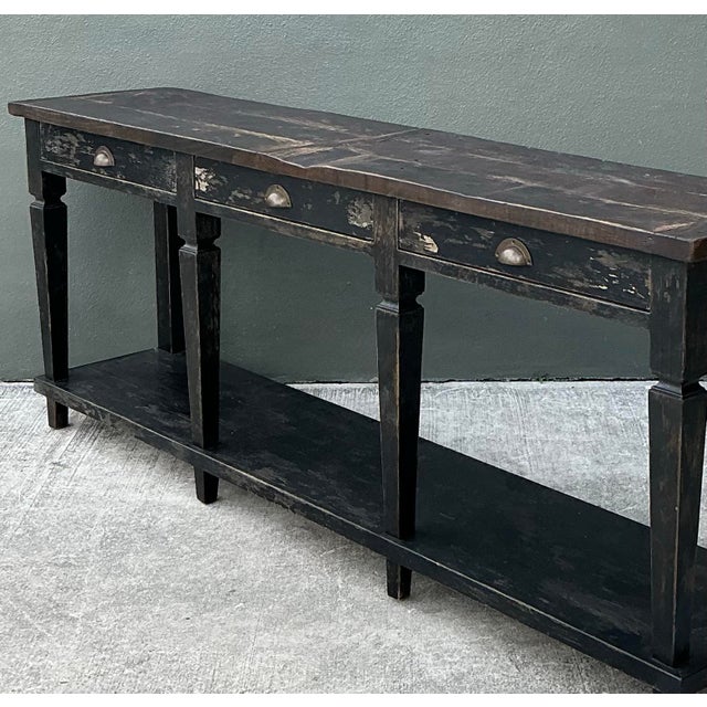 Vintage Patinated Long Console Table For Sale - Image 9 of 13
