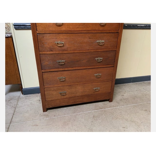 Tall Antique Art Nouveau Chest of Drawers, 1910 For Sale - Image 6 of 7