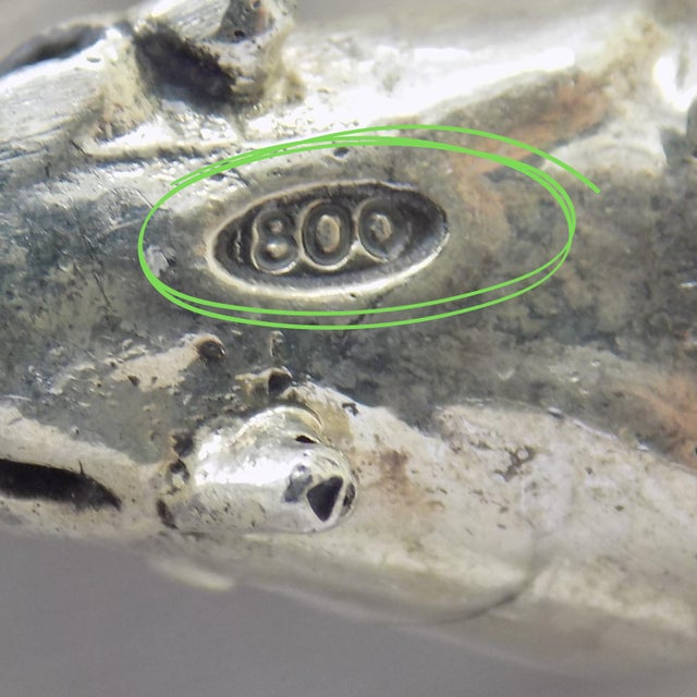 Metal Vintage Italian Heavy Carp Fish Miniature Figurine in Silver 800, Arezzo, 1970s For Sale - Image 7 of 12