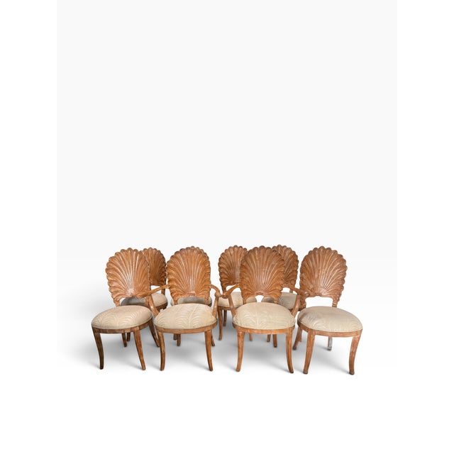 Vintage Italian Hollywood Regency Venetian Grotto Style Shell Back Dining Chairs - Set of 8 For Sale - Image 4 of 16